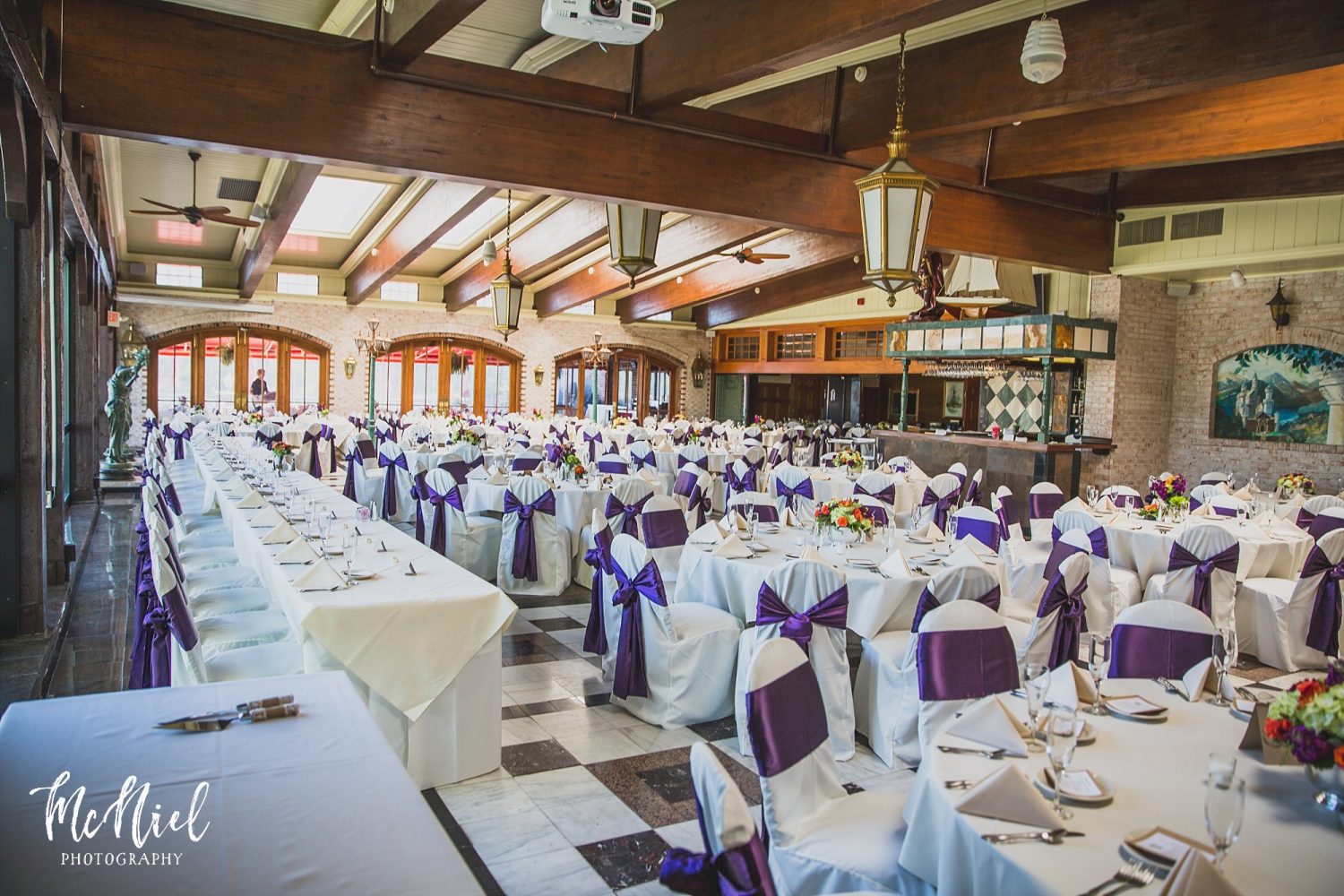 Wedding reception set up at Golden Mast