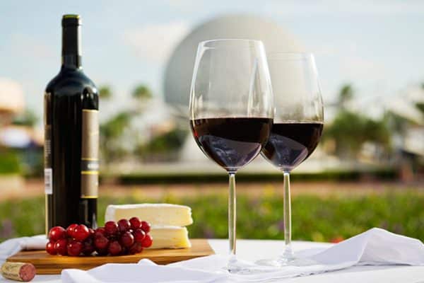 cheese plate with red wine at Epcot | CTS-Travel Services
