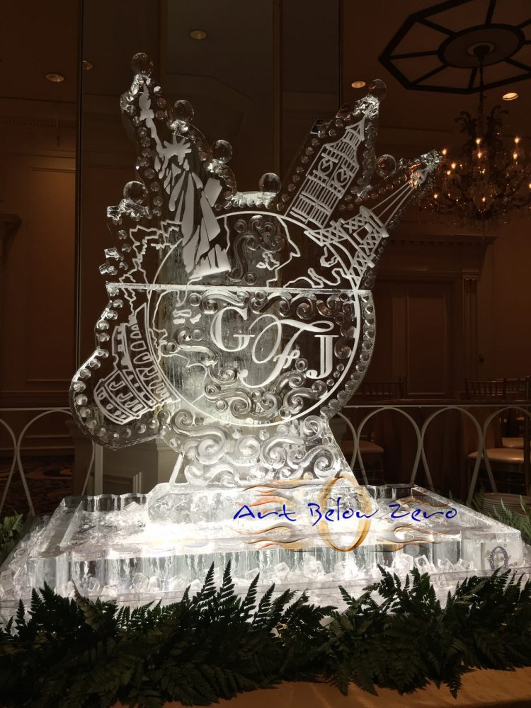 Around the world ice sculpture by Art Below Zero