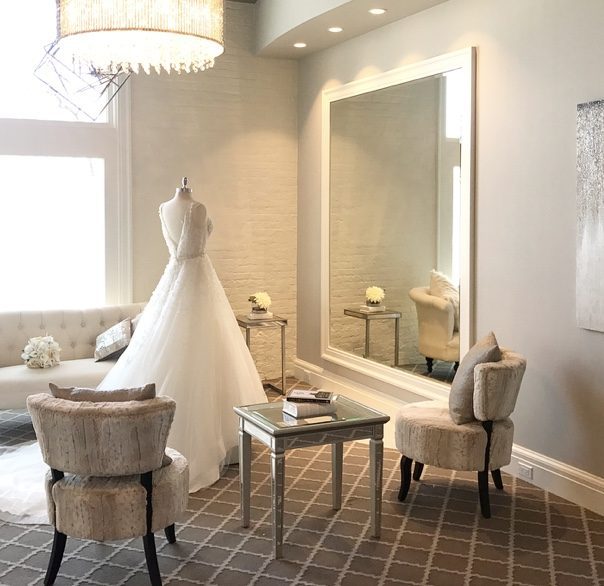 Inside image of White Dress with bridal gown on manikin