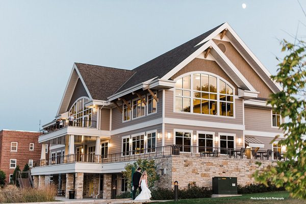 Bride outside of Oconomowoc Community Center