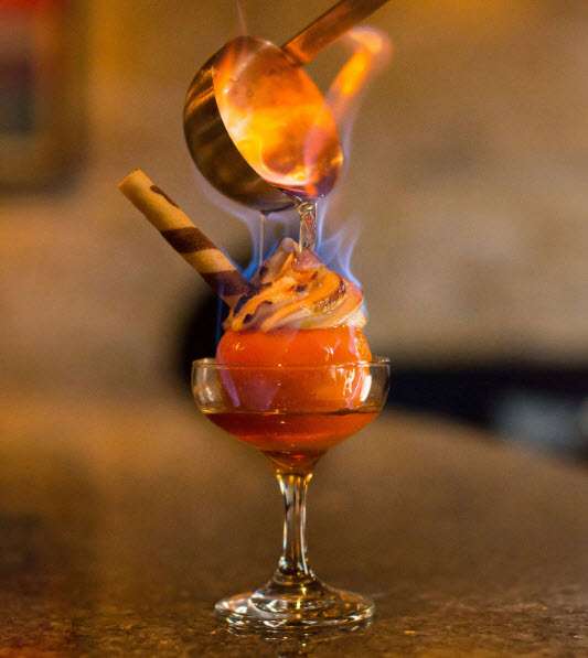 Flaming dessert option from Chef Jack's Catering