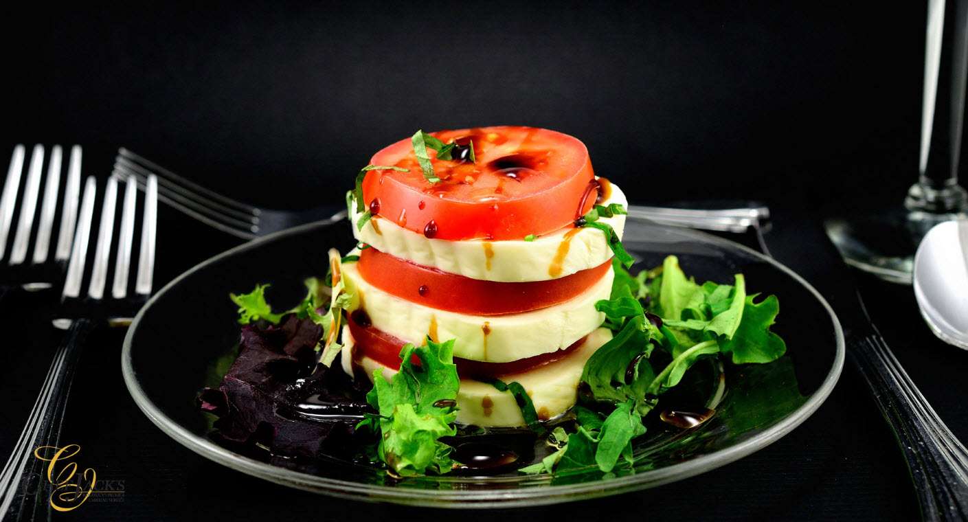 Stacked caprese salad from Chef Jack's Catering
