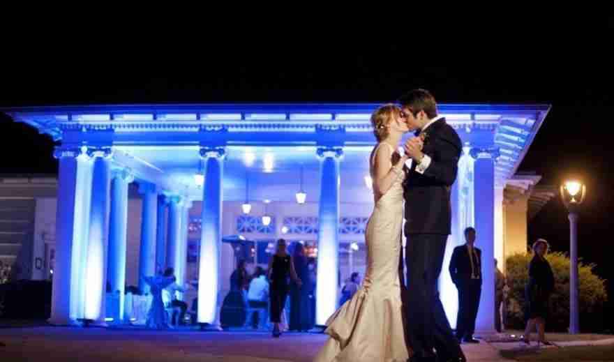Lake Park Bistro Wedding Couple dancing outside of Lake Park Bistro
