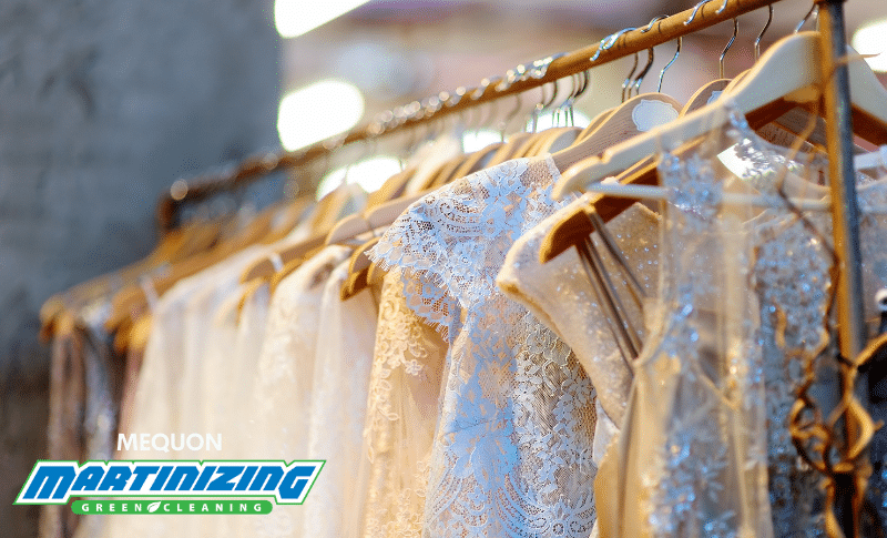 Mequon Rack of elegant wedding gowns