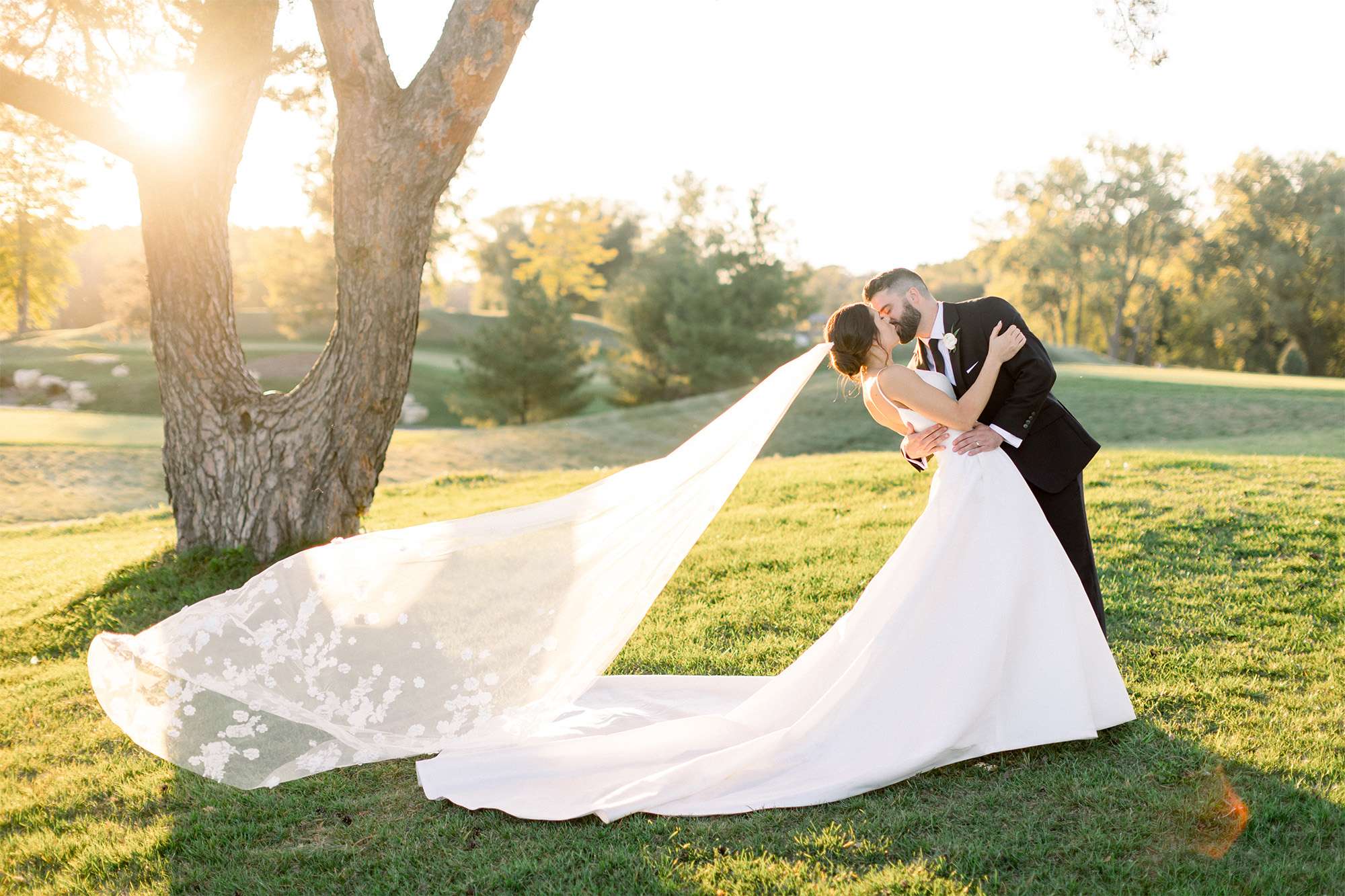 Bride and groom at the Club at Lac La Belle