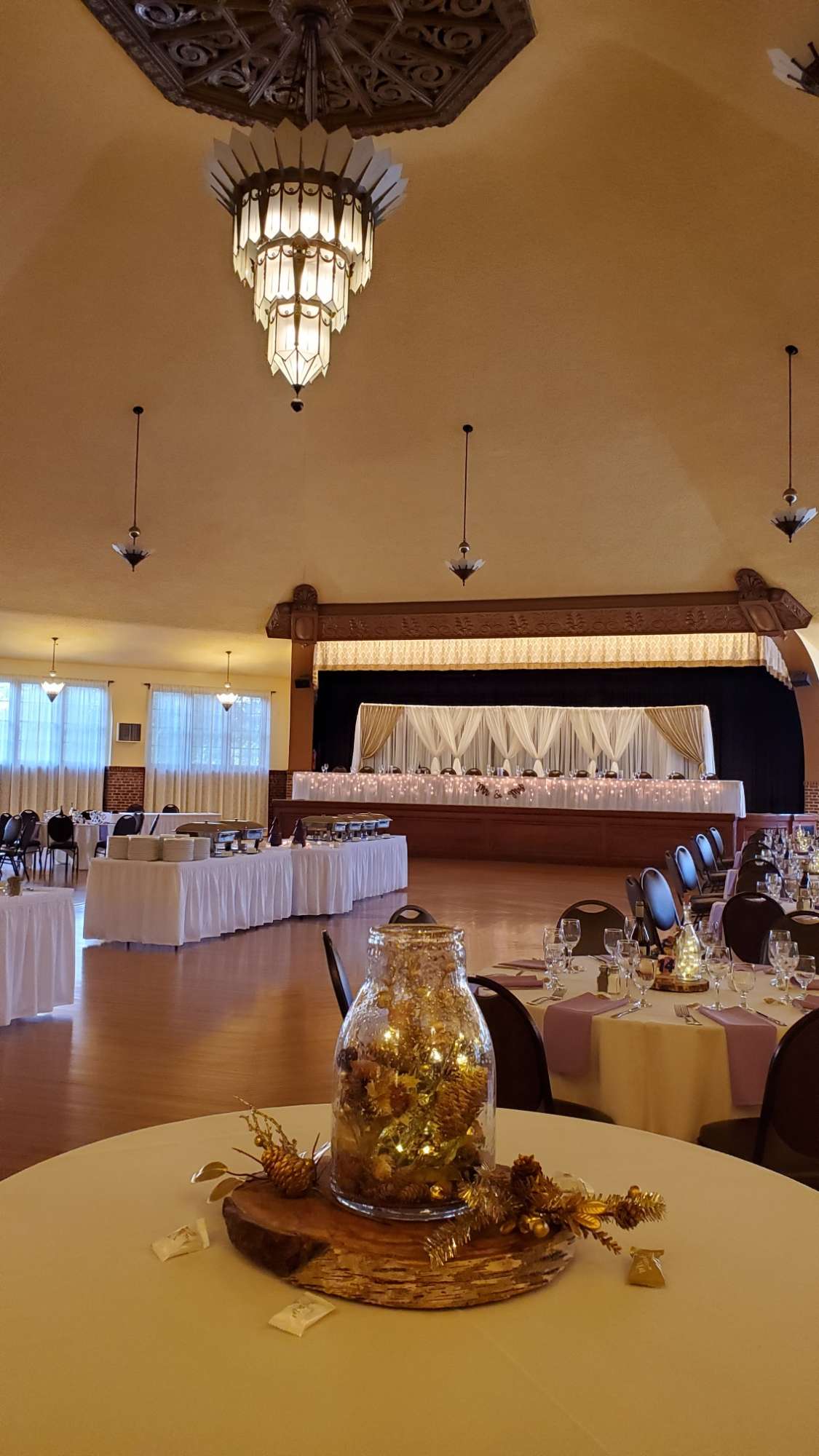 Wedding set up at the Chandelier ballroom in Hartford.