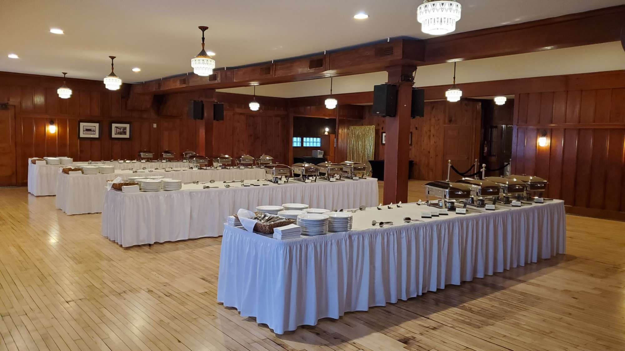 Buffet set up at the Fireplace at the Chandelier Ballroom in Hartford, WI.