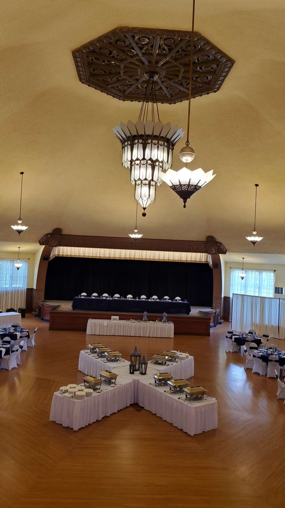 The Chandelier Ballroom Hartford, all decked out for a wedding reception.