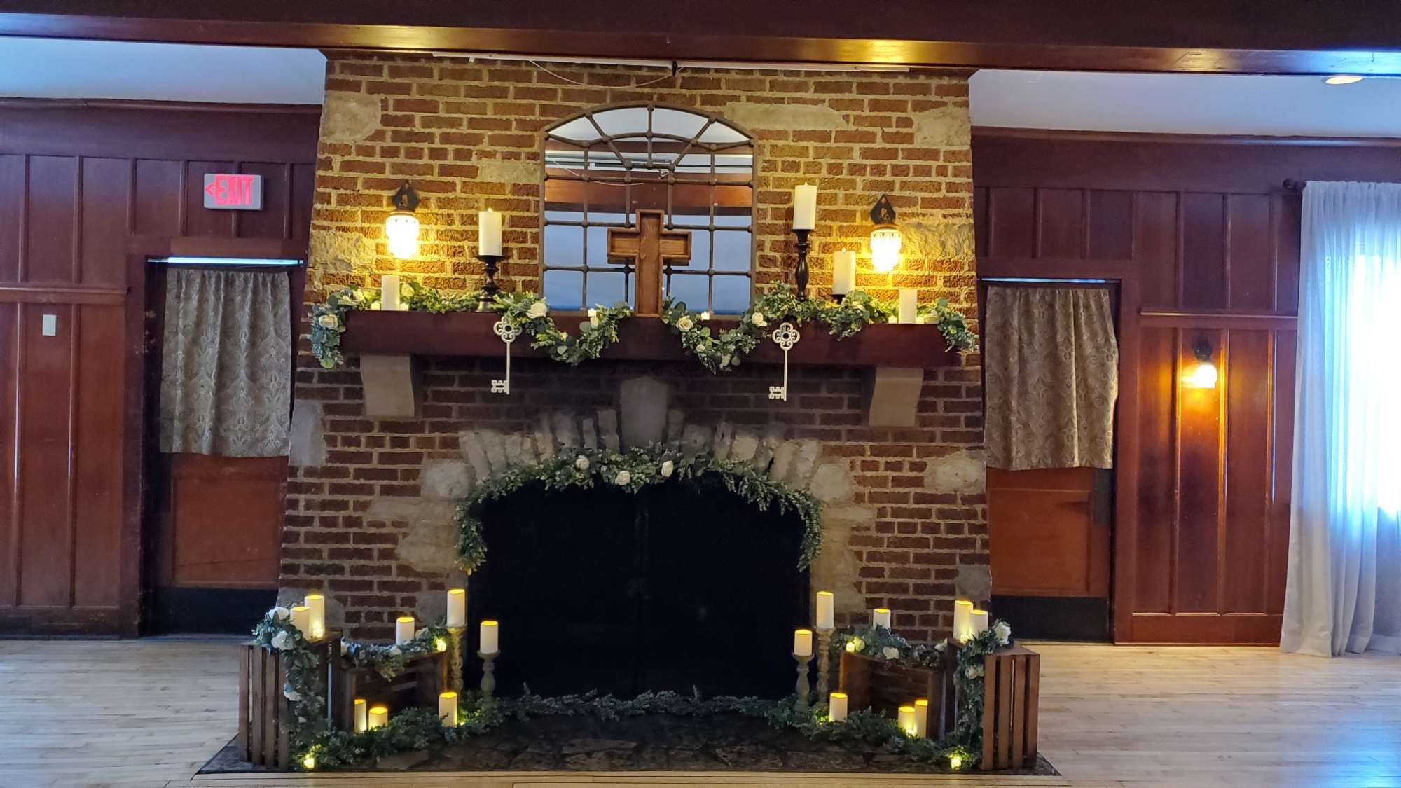 Fireplace at the Chandelier Ballroom.