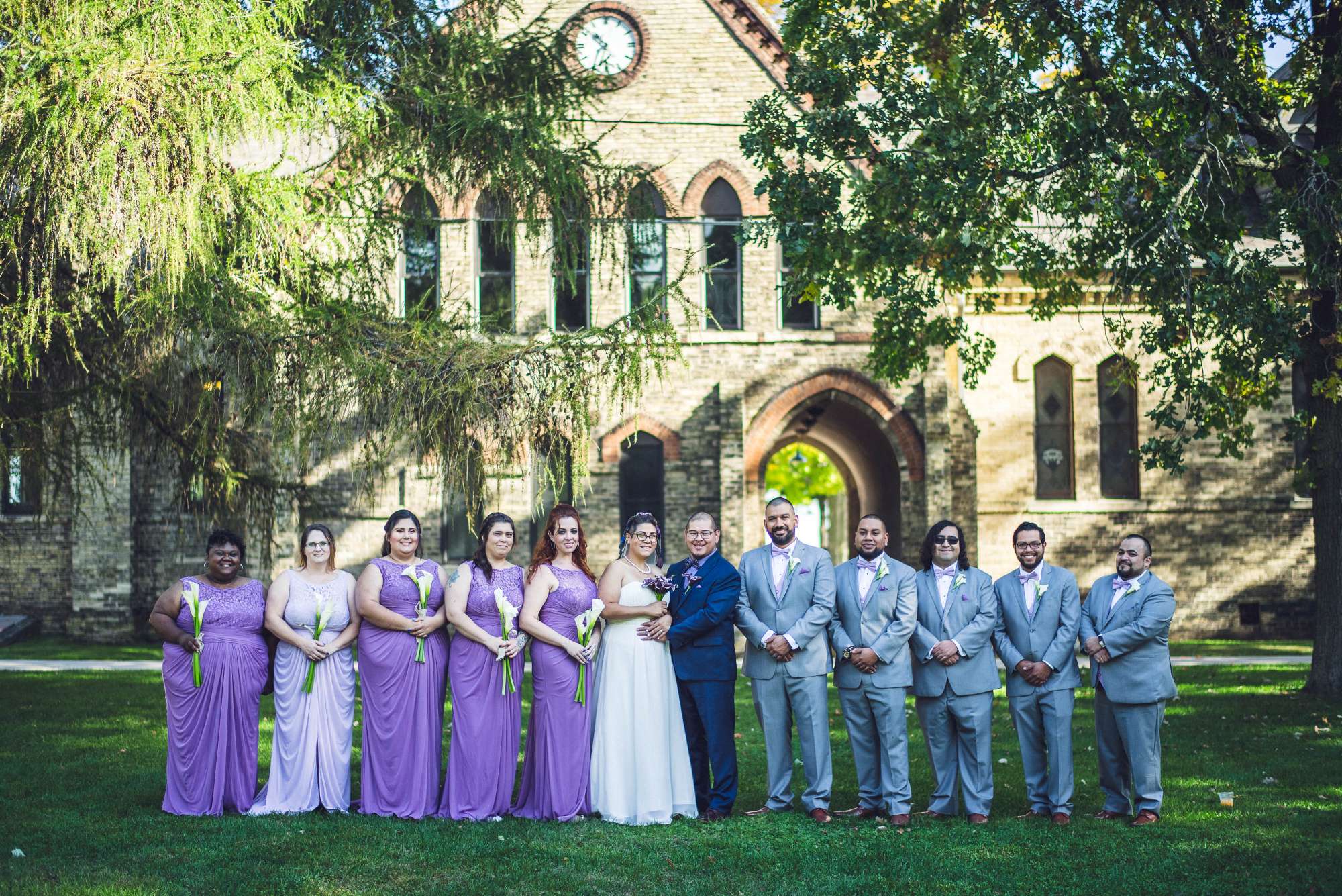 Wedding party pose at the Dekoven Center