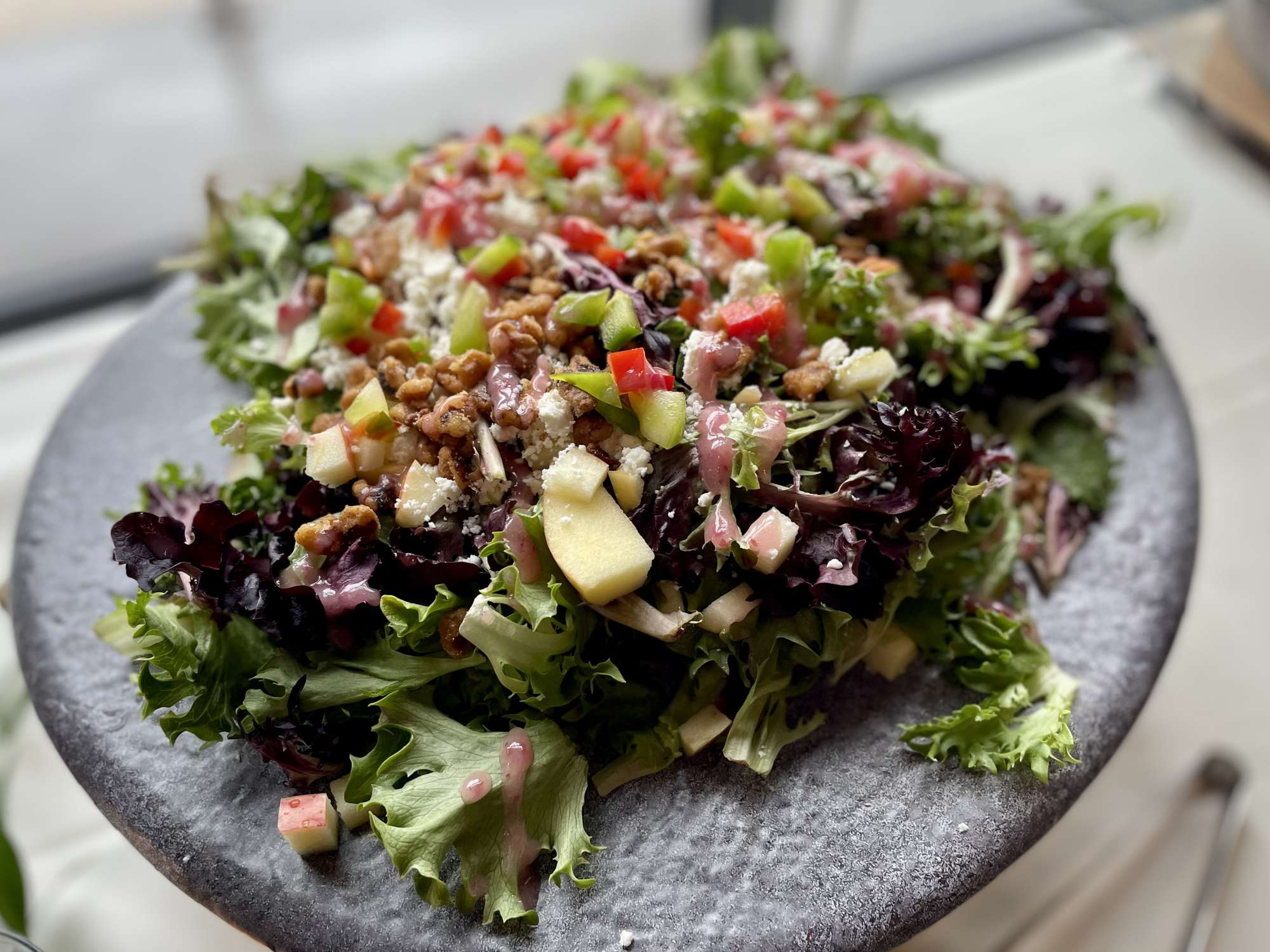 Saz's catering chopped salad starter.