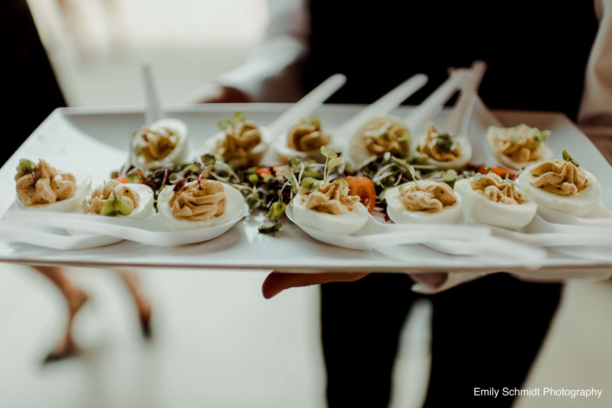 Saz's Catering provides passed hors d'oeuvres along with seated entrees.
