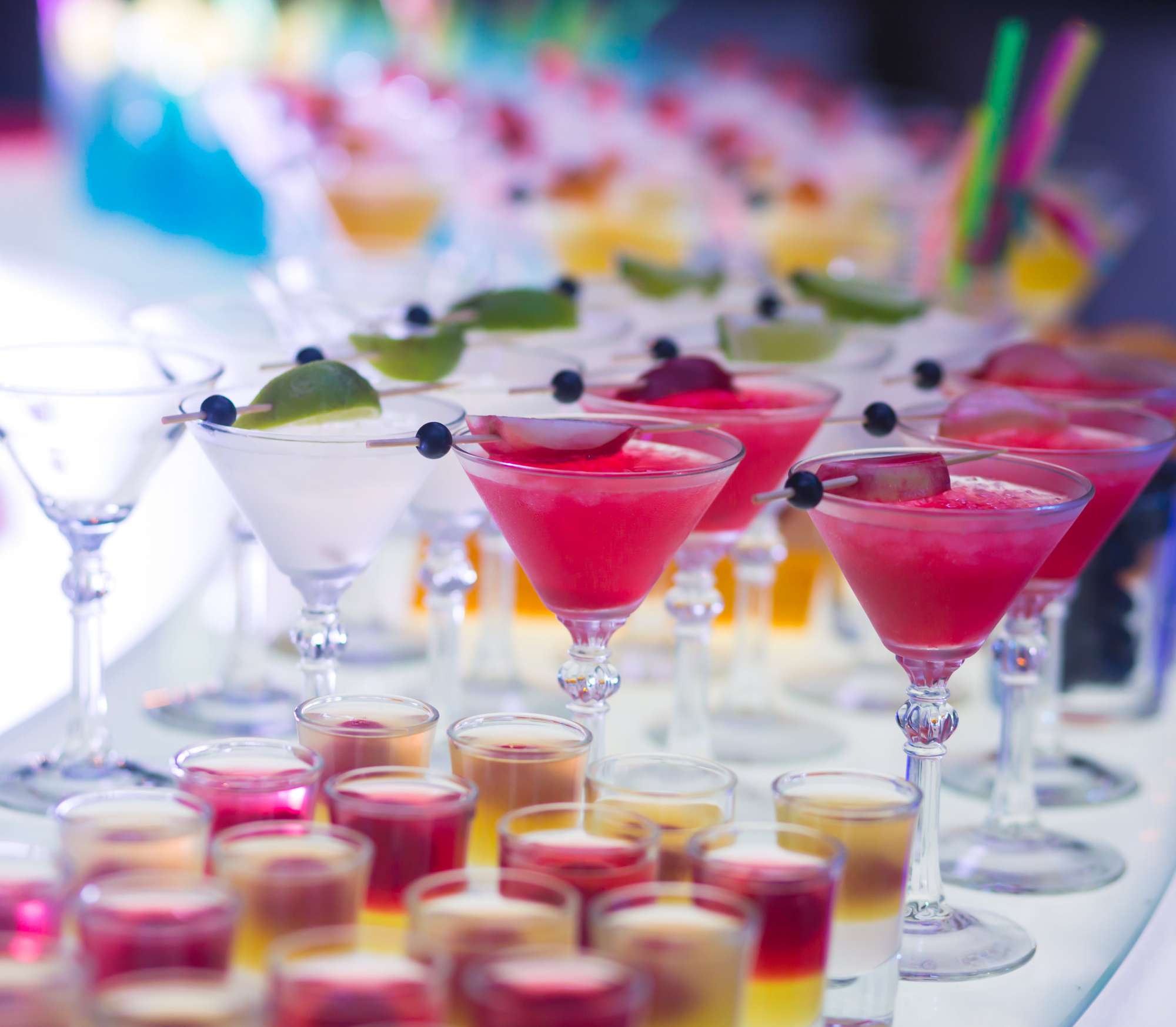 fruit cocktails, martinis, dessert shooters luncheon