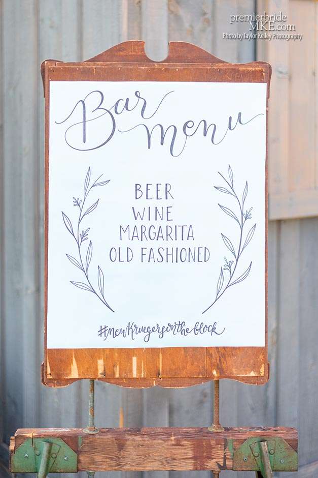 Wedding bar menu