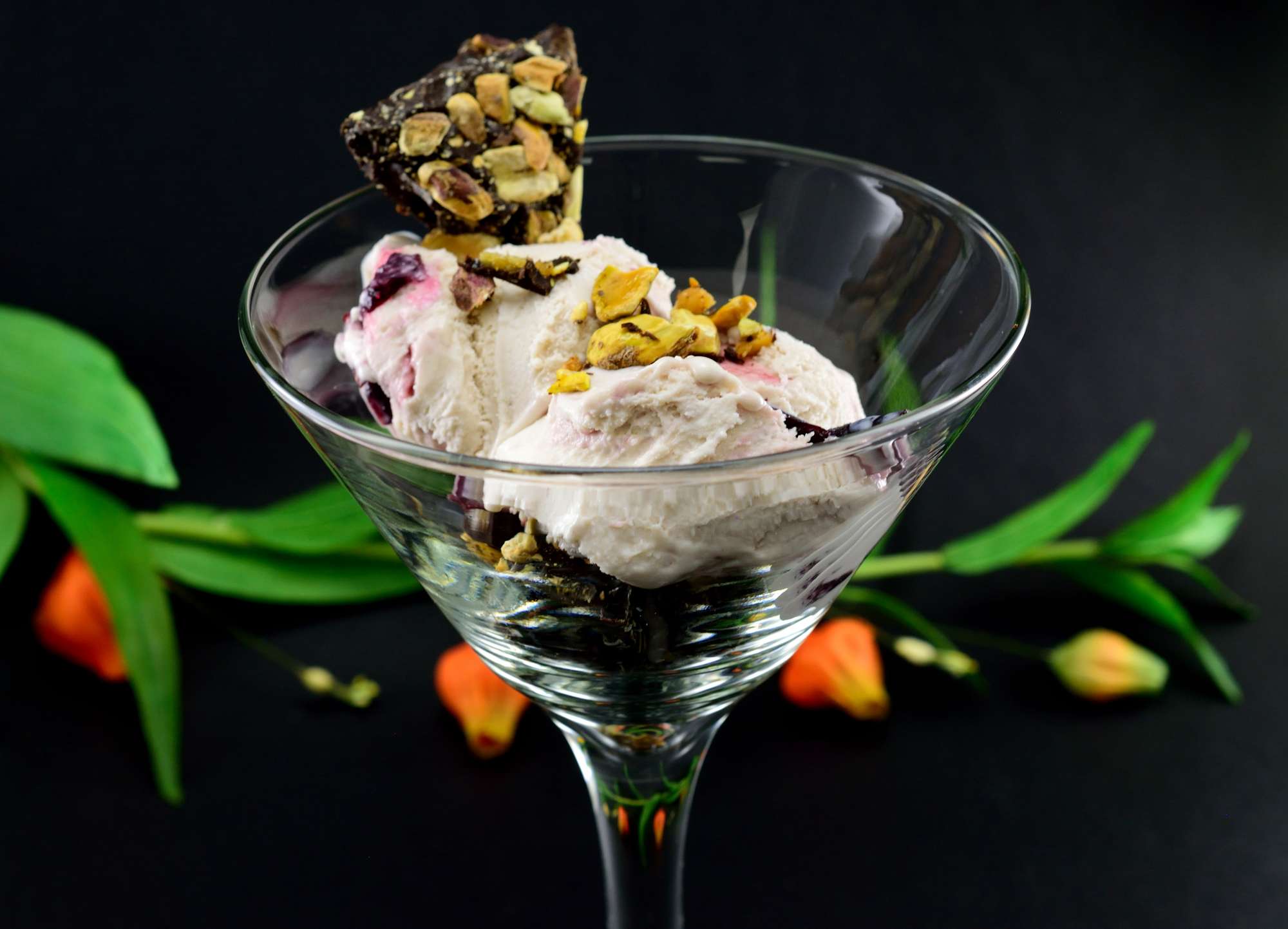 Black Cherry Gelato in a martini glass