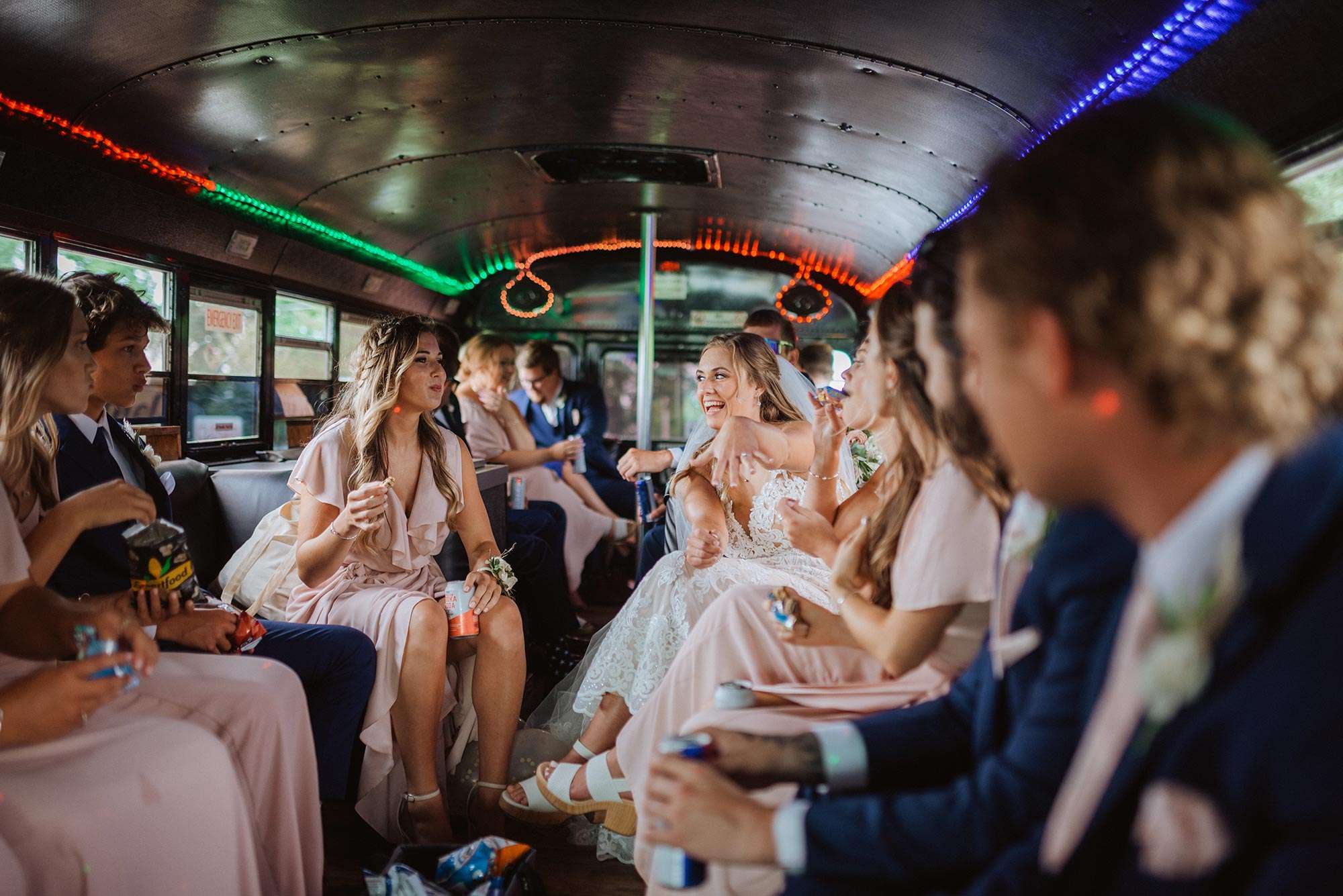 Wedding party on the party bus Wedding party on the party bus