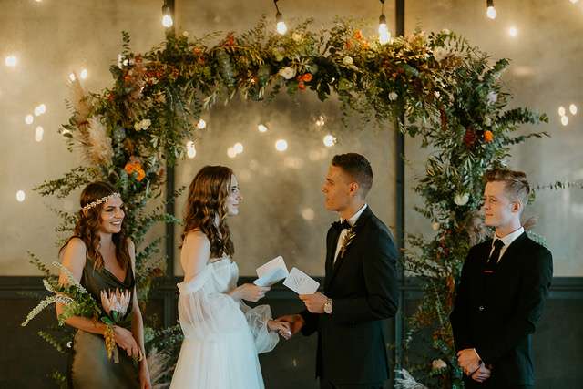 Wedding ceremony at the Gage in West Allis, WI