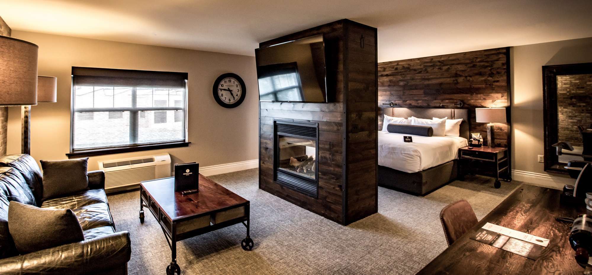 Fireplace at the Ironworks Hotel Beloit