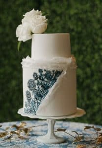 greige-patisserie-blue-floral-hand-painted-wedding-cake Hand Painted Wedding Cake with Blue Flowers Greige Patisserie Milwaukee