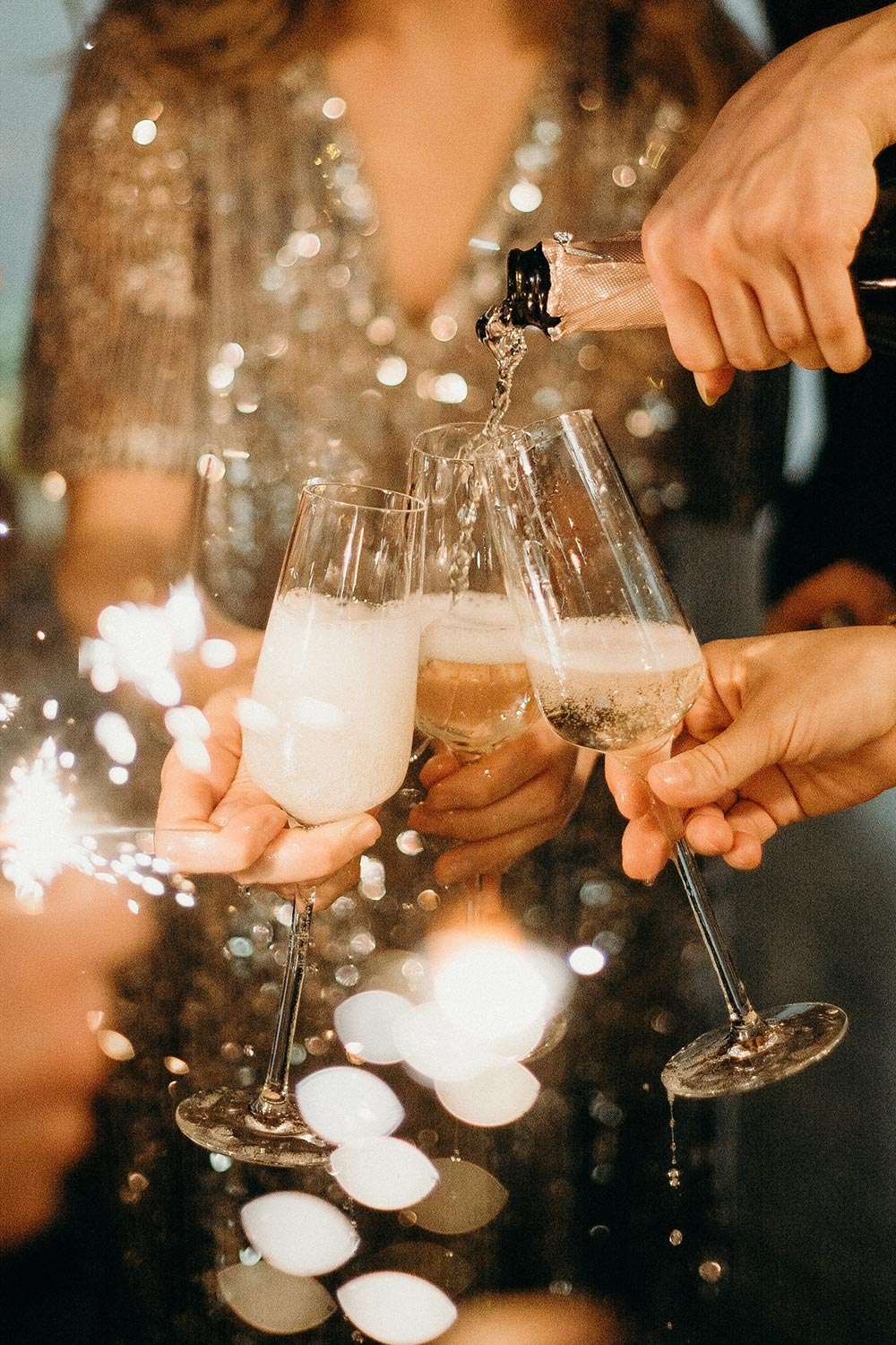 Bride and groom's champagne toast