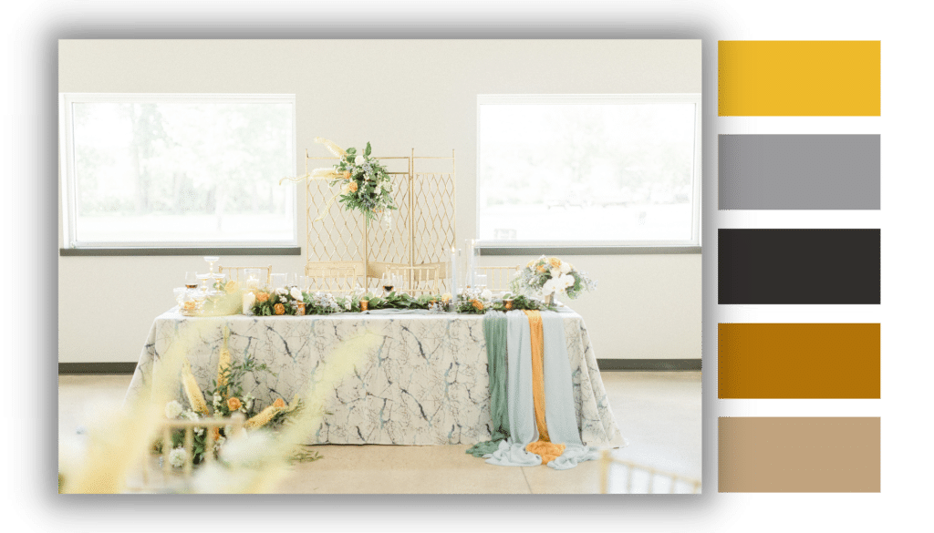 Gold and Black wedding color trends for 2023.