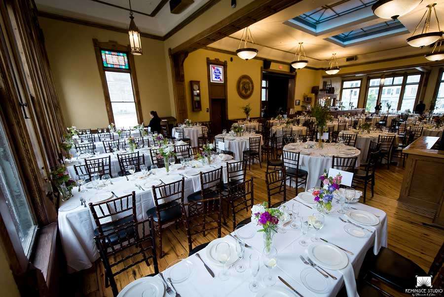 An elegant and vibrant wedding reception setup showcasing the charm of The Great Hall at Best Place at Historic Pabst Brewery.