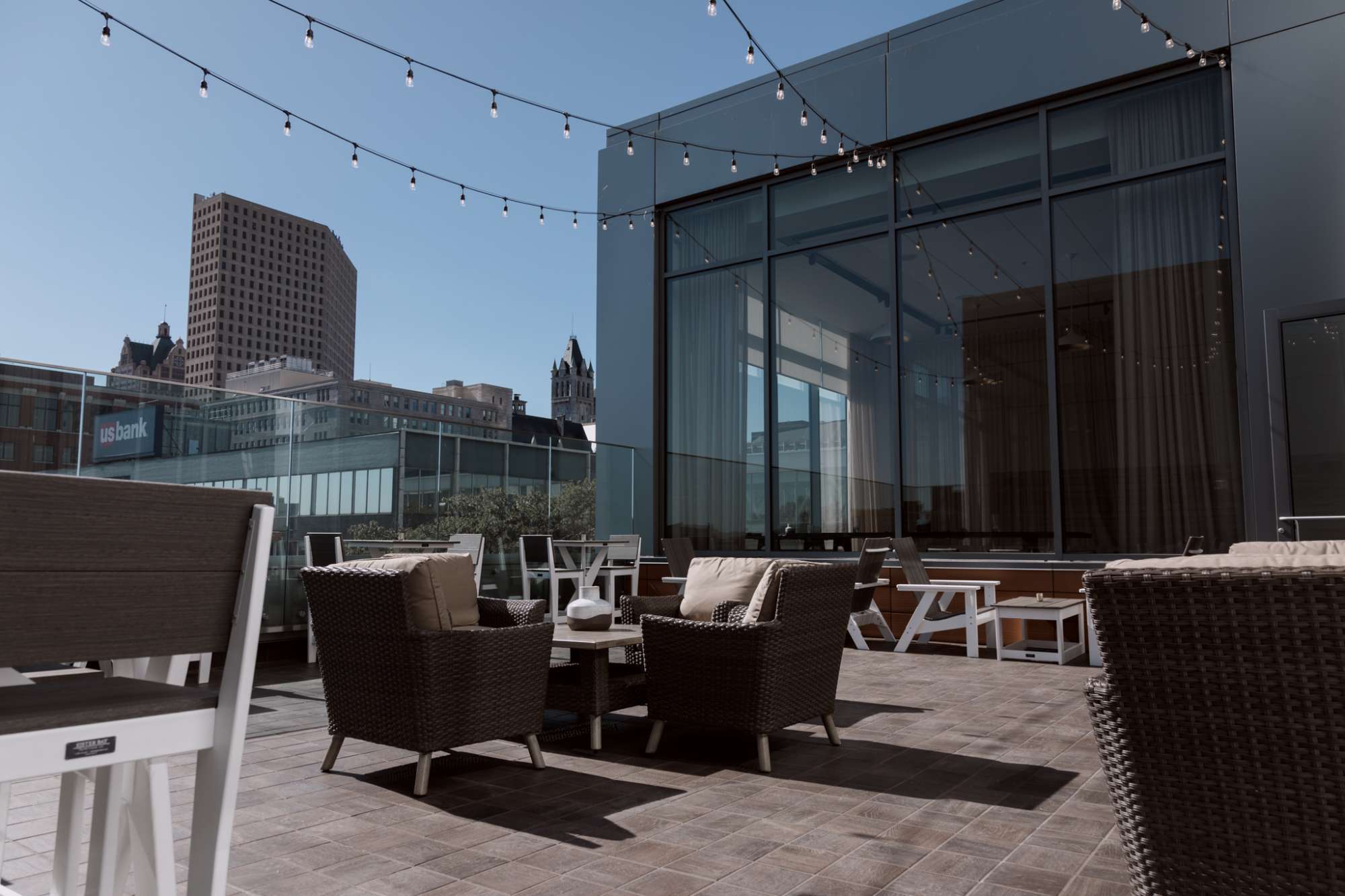 Guests can enjoy the rooftop patio at The Westin Milwaukee