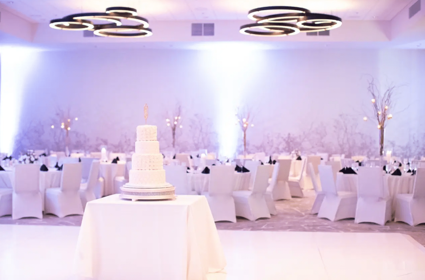 Ballroom set for elegant wedding at the Westin Milwaukee