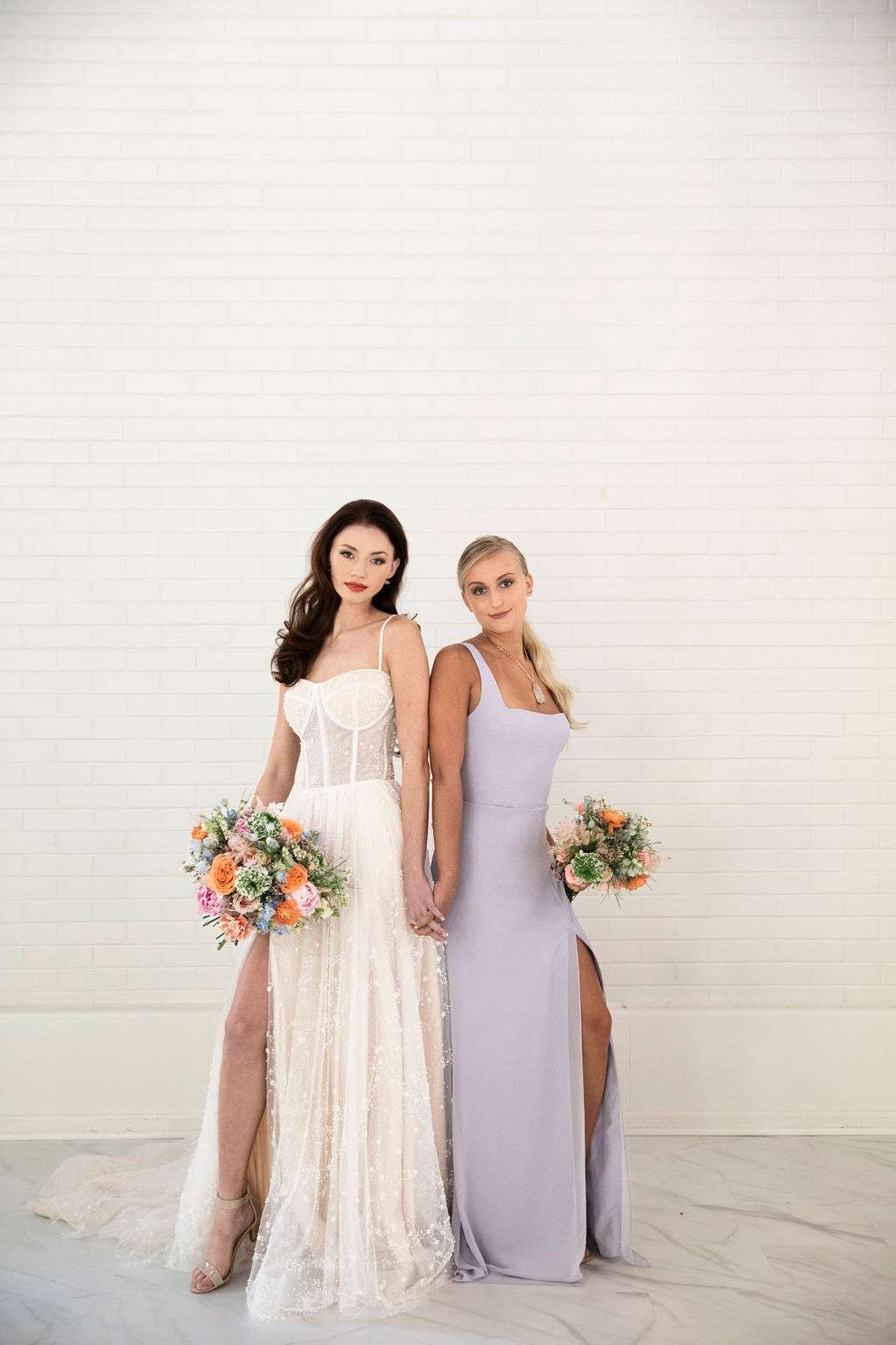 wedding-styled-shoot-bride-and-bridesmaid Bride and bridesmaid styled shot at The Fitzgerald Milwaukee.