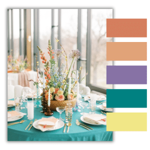 Bold Wedding colors are in for 2024, from orange to pink to purple!