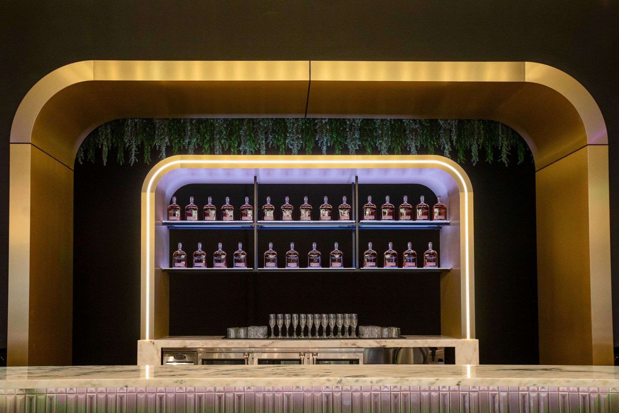 The modern bar at Venue 3 is a great focal point in the room
