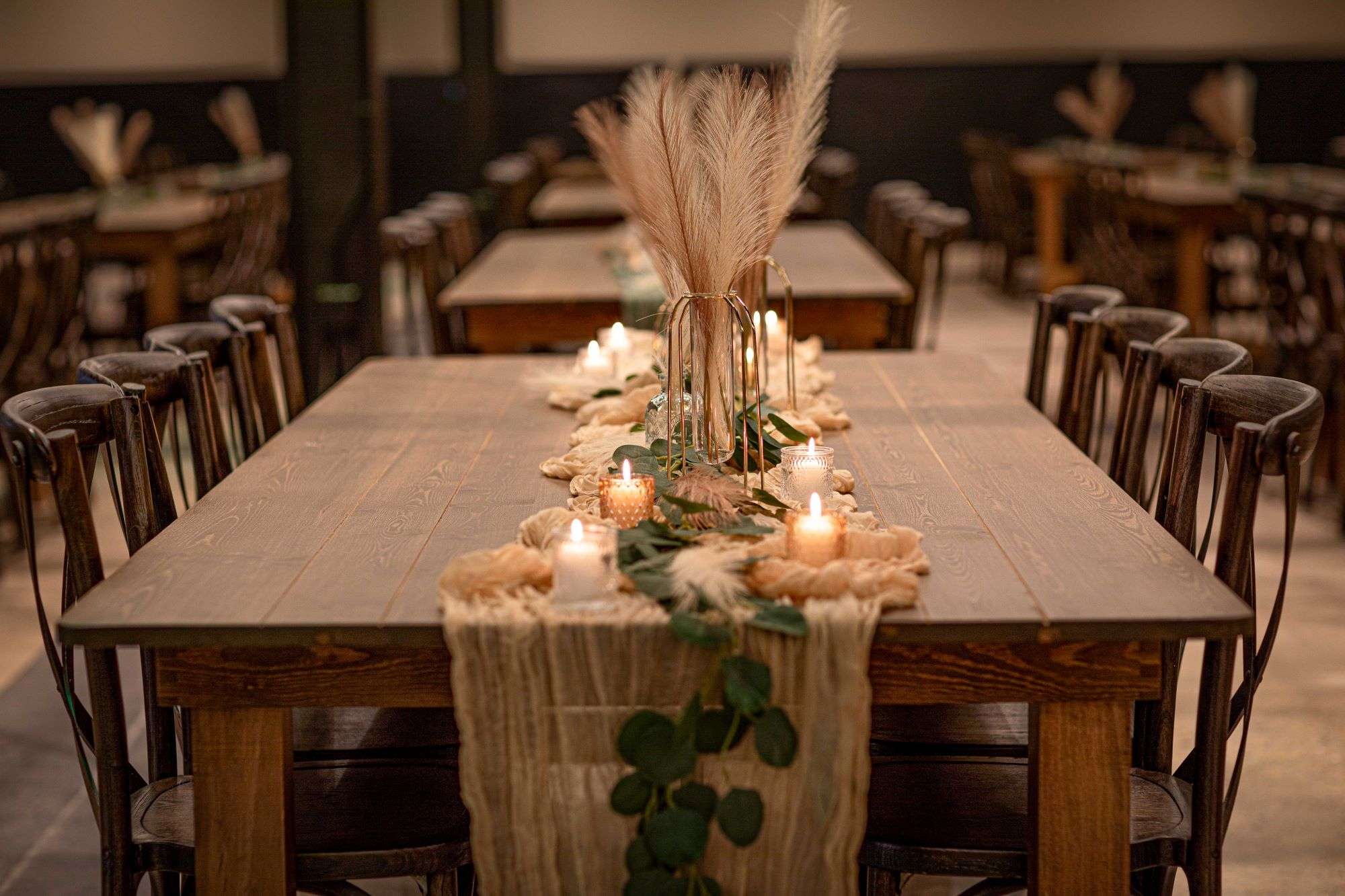 Rustic Table setting in modern yet historic building ties in for unique styles at Venue 3 in Milwaukee