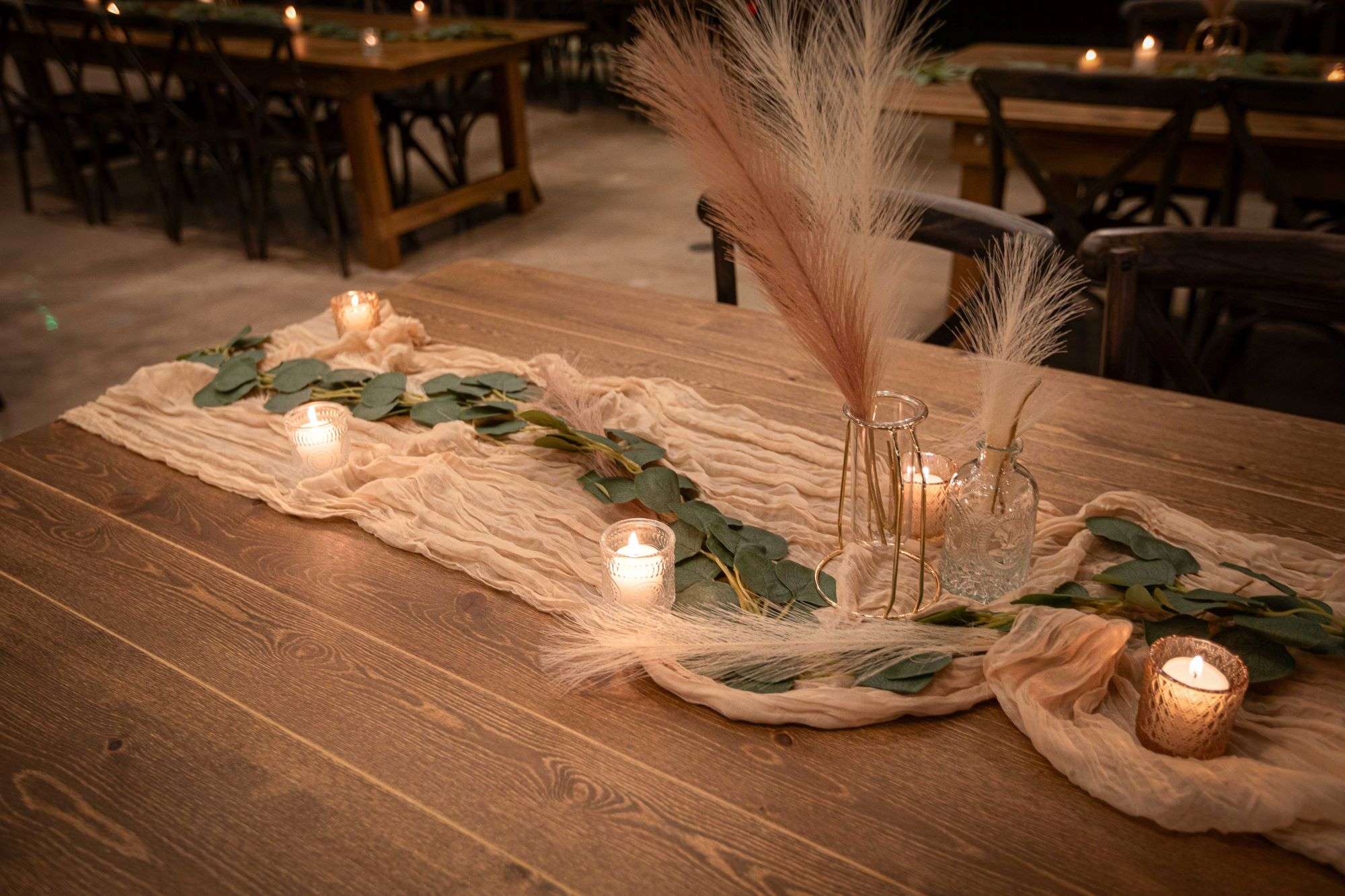 warm tones and rustic table setting creates ambiance at Venue 3