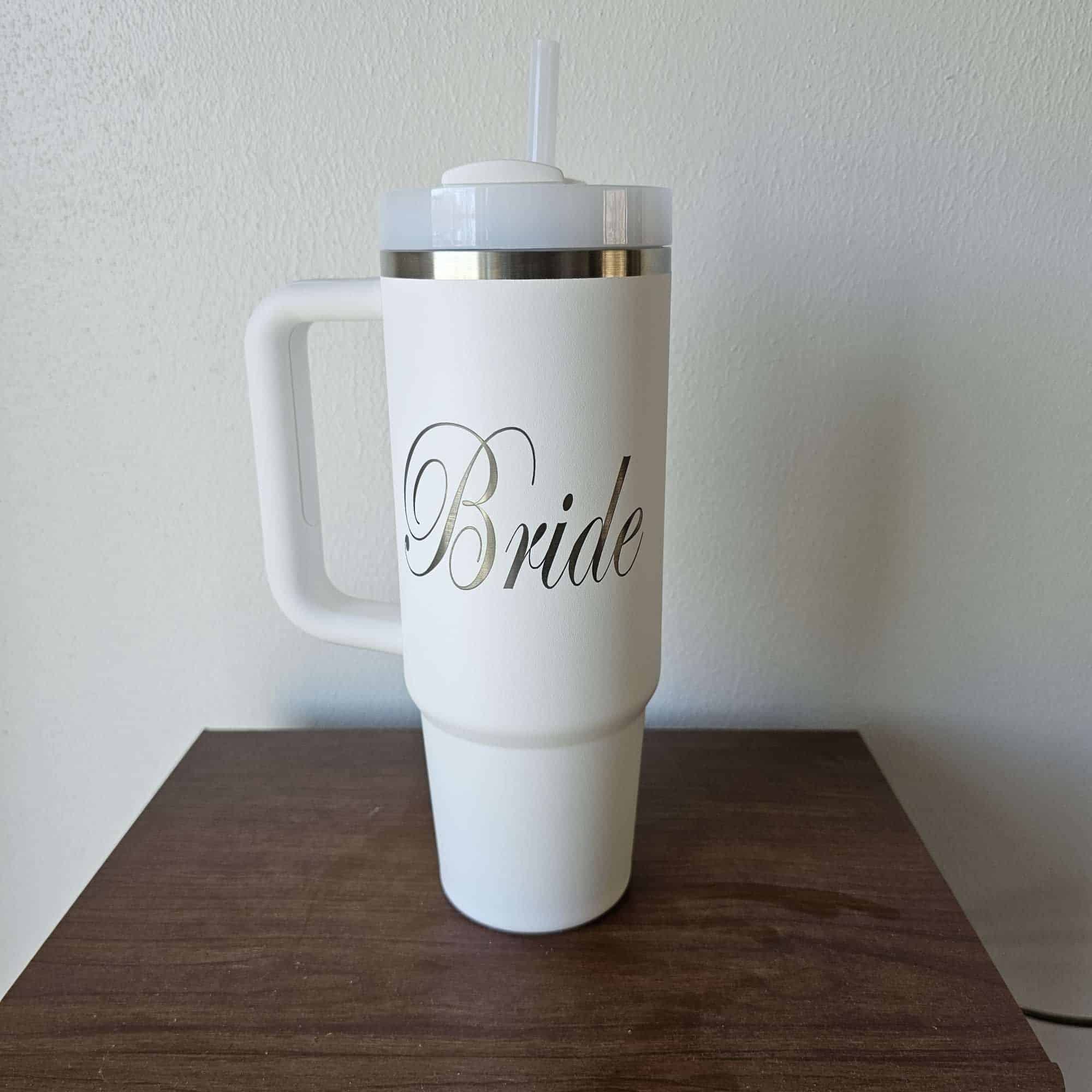 Lazering Memories customizes yeti's, stanley's and any other cup for the bride, groom, or bridal party gifts