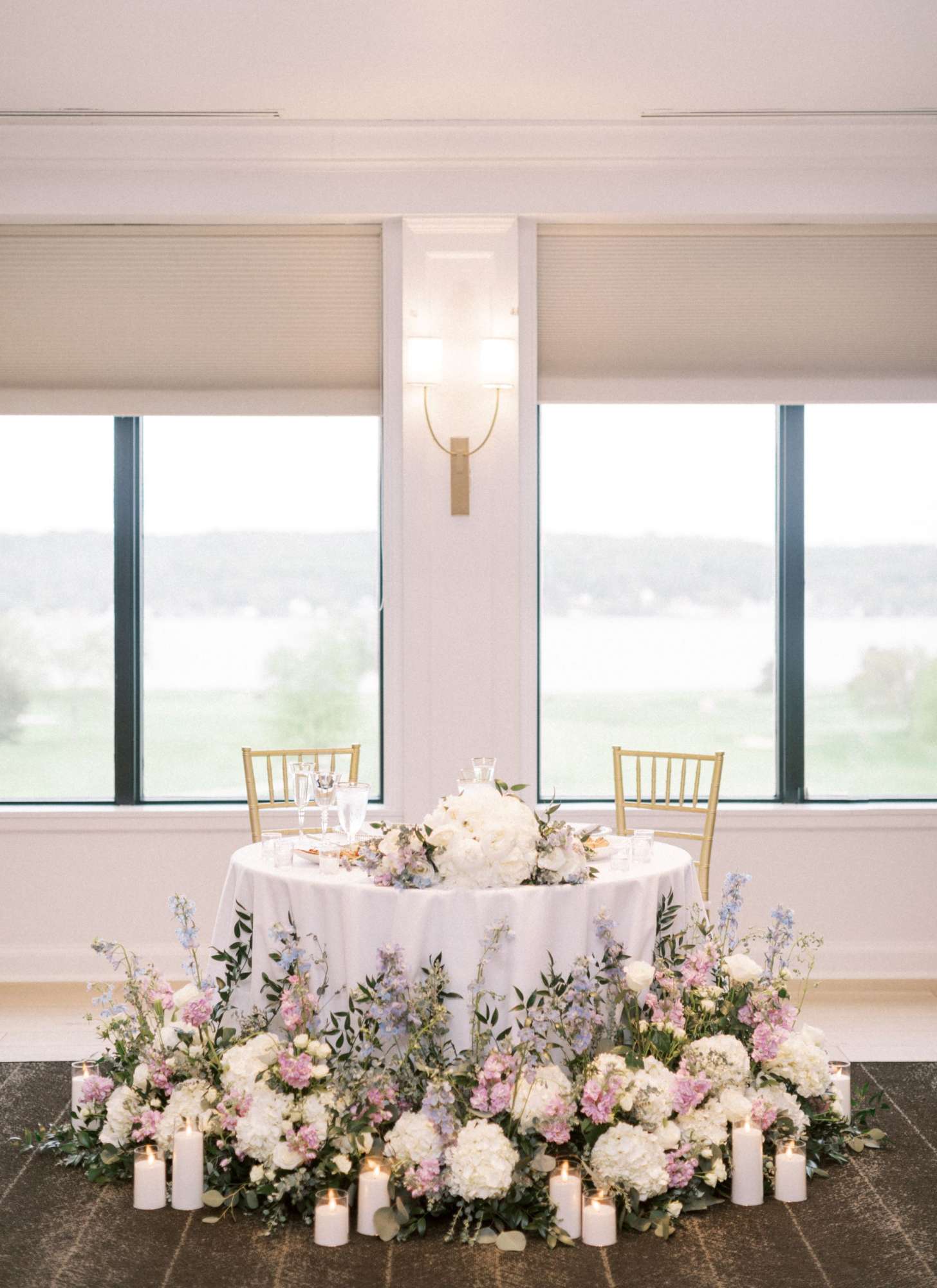 Sweetheart table with beautiful fresh floral by Reflections of You