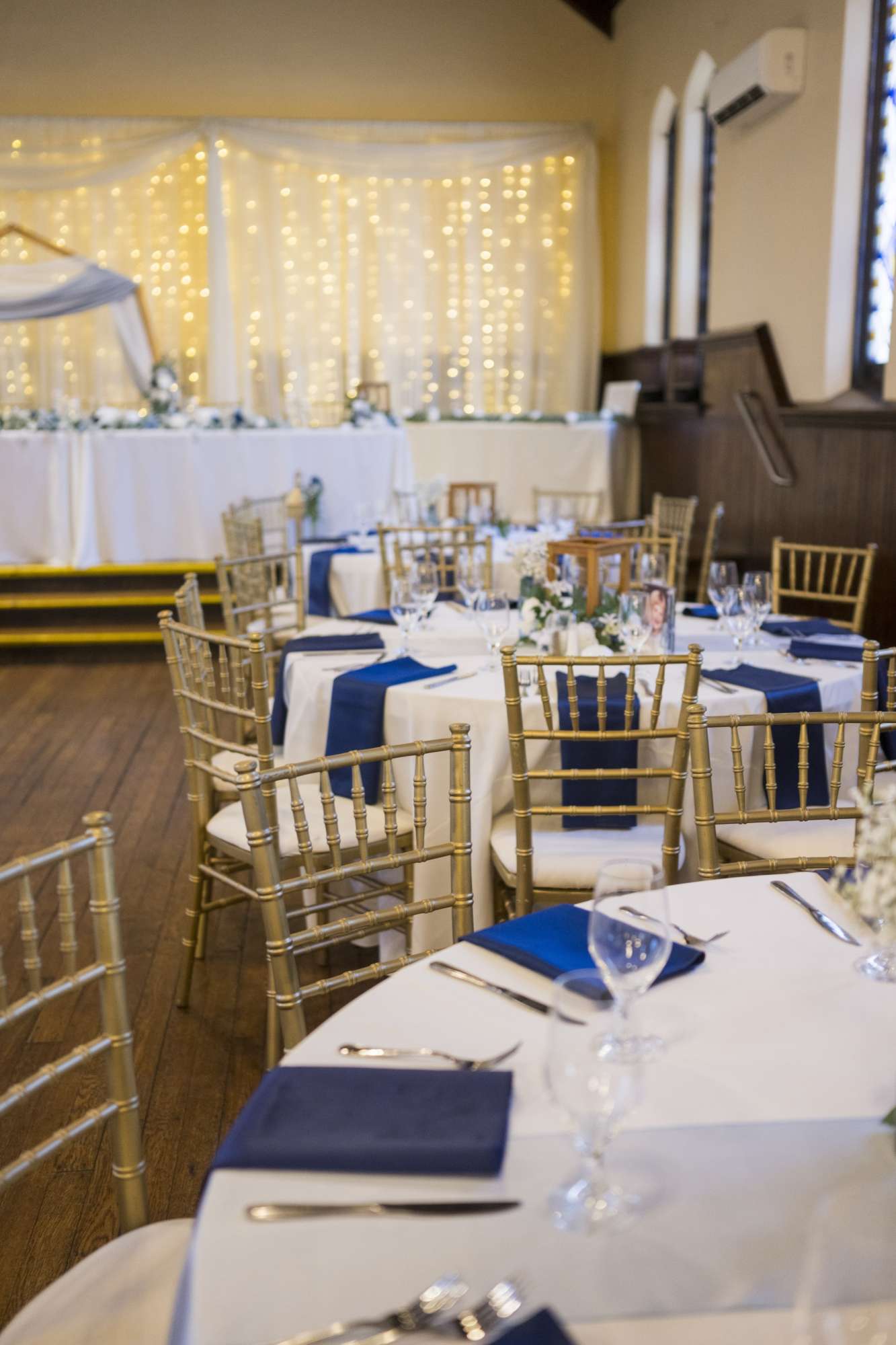 Inside the grand hall of the wedding venue, Dekoven Center in Racine, WI.