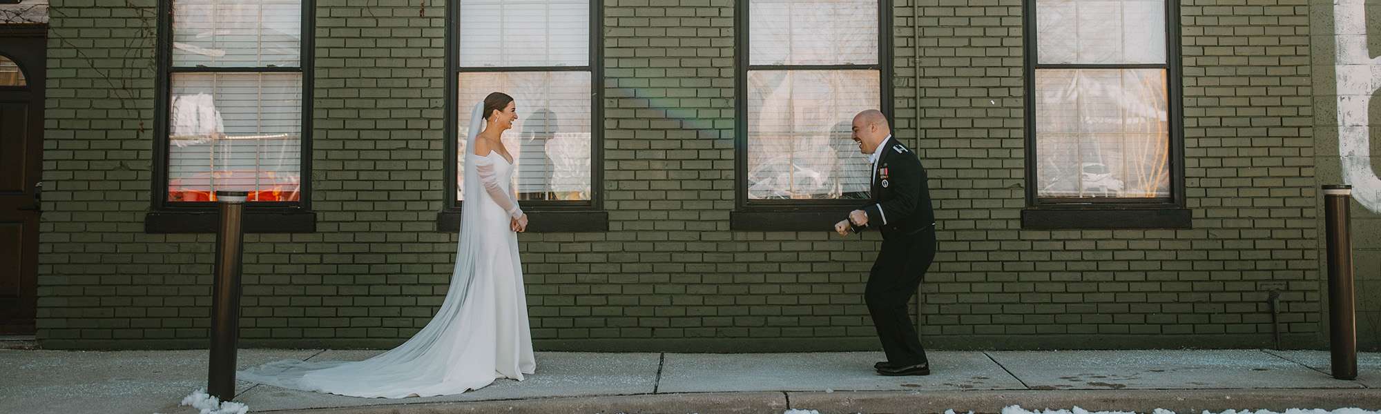 Olive Green and Neutrals Create an Edgy Winter Wedding at the Ivy House