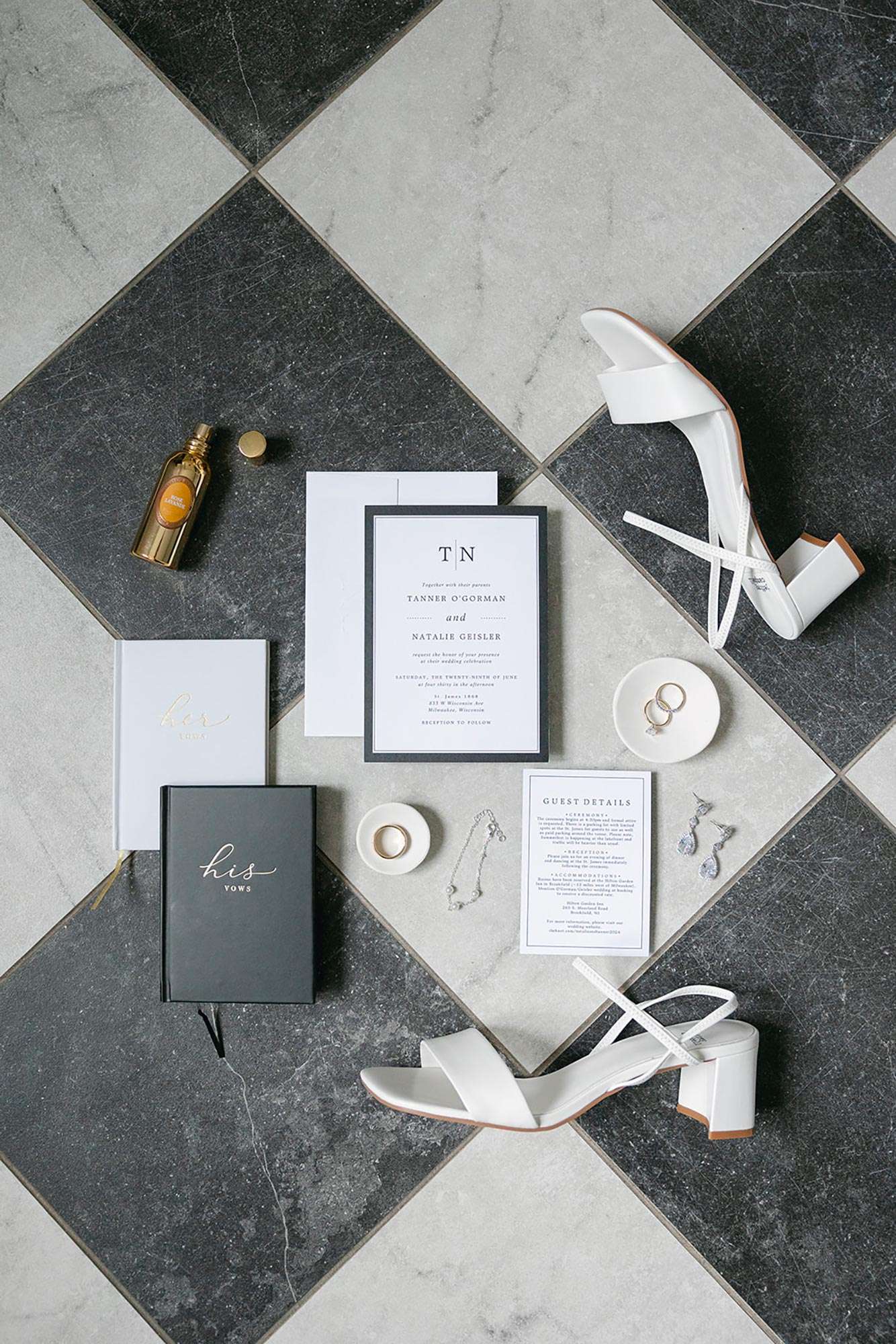 Invitations by Minted along with strappy heels and vows Invitations by Minted along with strappy heels and vows