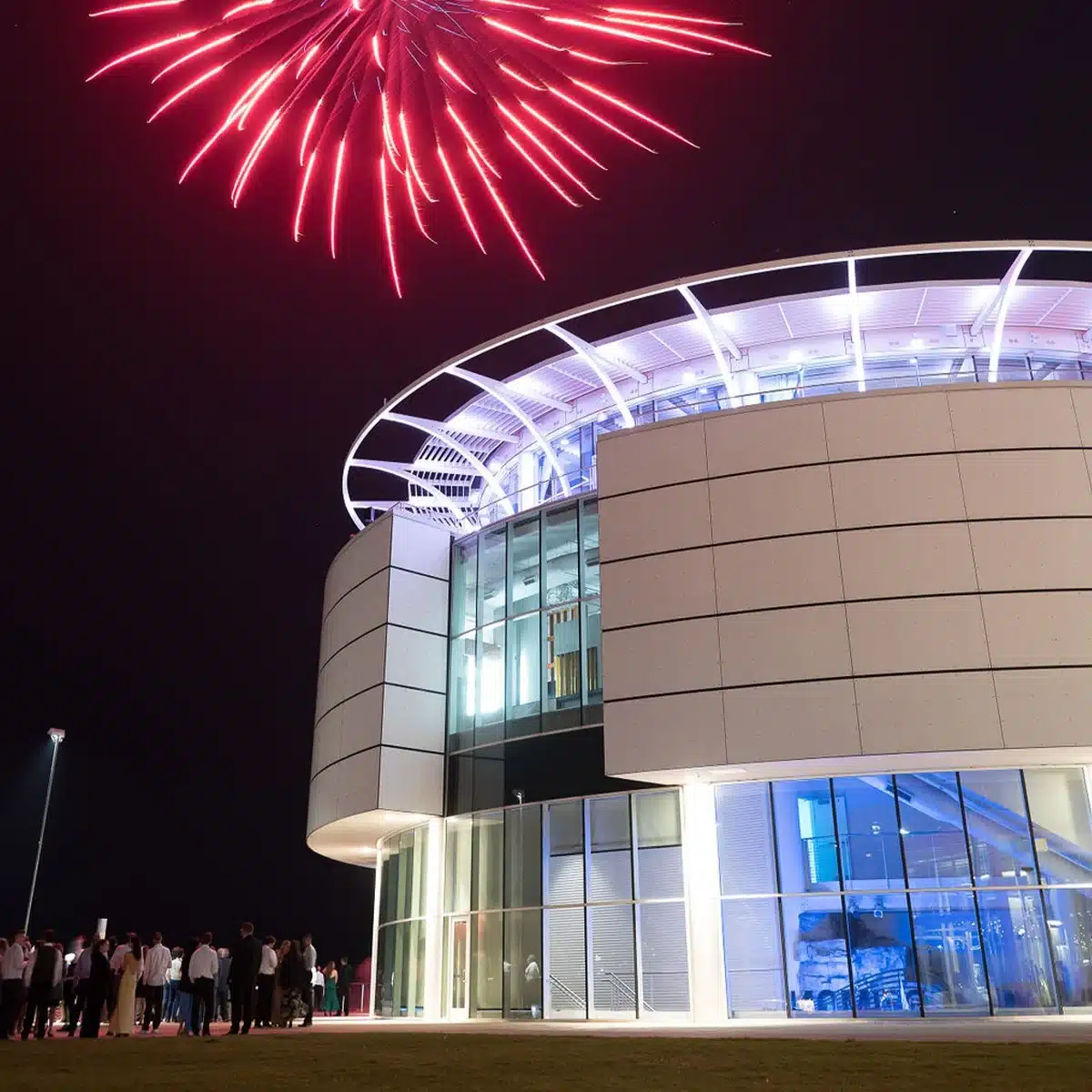 Fireworks outside of Discovery World Milwaukee.