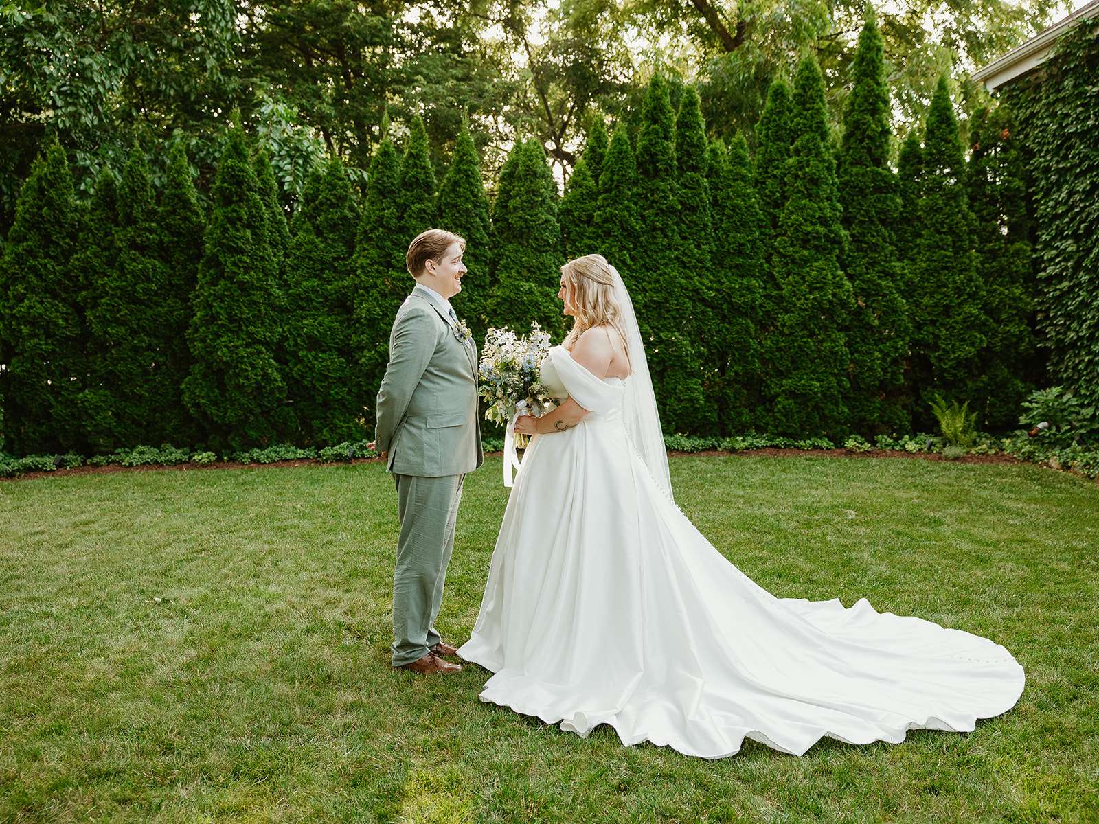 Enchanted Summer Garden Wedding at Story Hill Firehouse in Dusty Blue, Navy, and Sage