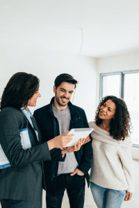 First time home buyer couple. First time home buyer couple.