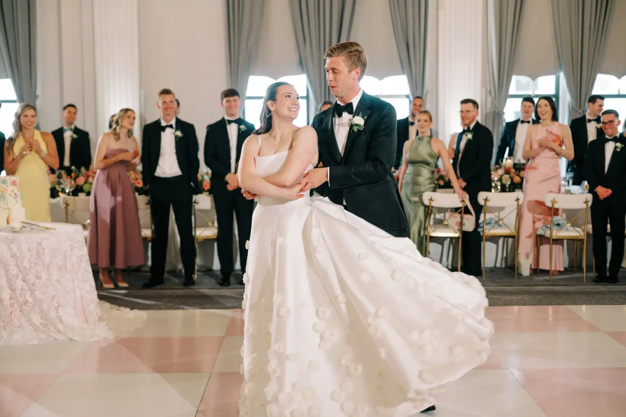Choregraphed dance by Bride and groom for their first dance at The Pfister HOtel. Choregraphed dance by Bride and groom for their first dance at The Pfister HOtel.