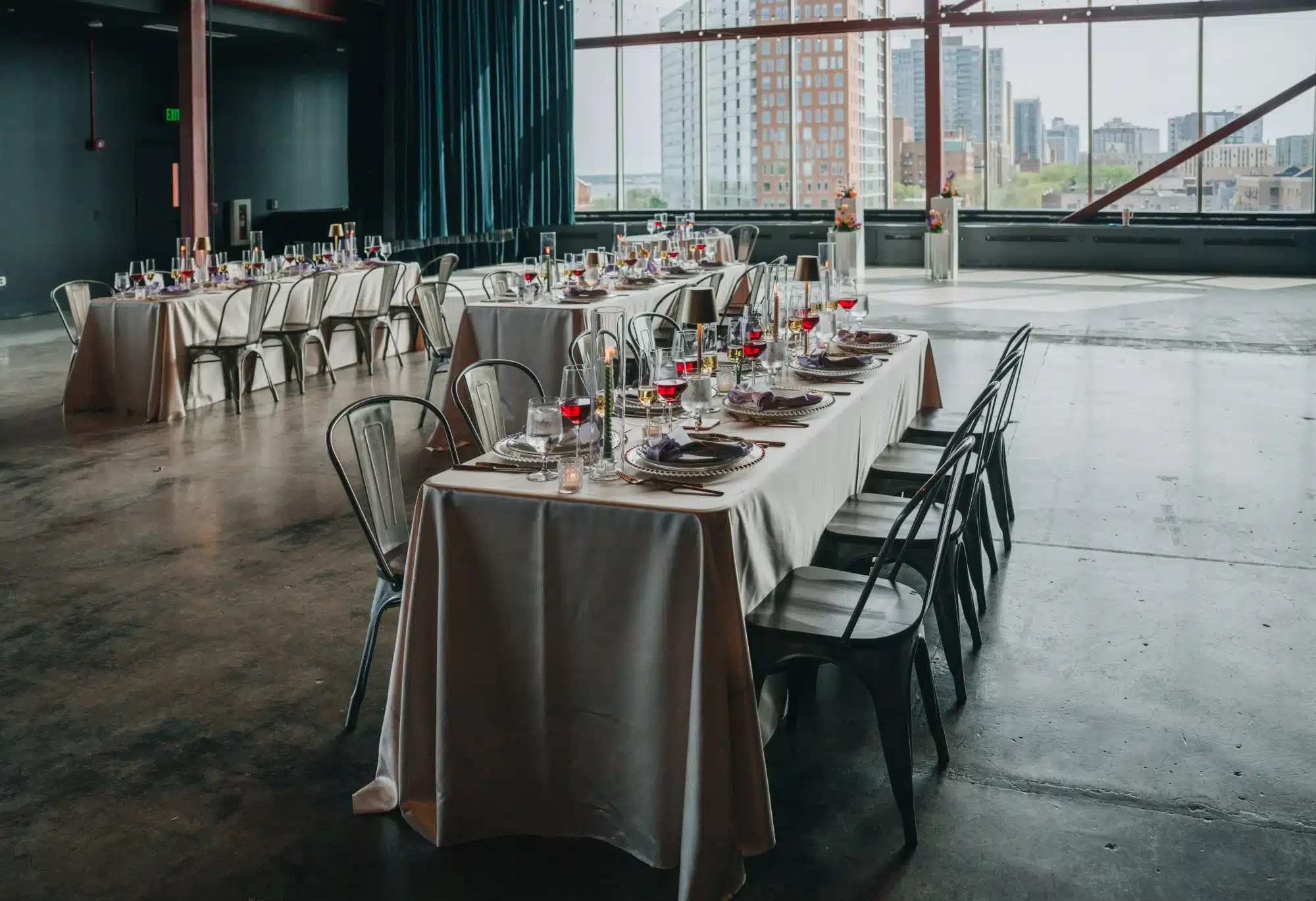 Reception styled shoot at Jan Serr Studio with champagne linens from Event Essentials, florals from Vines and Violet and more! Reception styled shoot at Jan Serr Studio with champagne linens from Event Essentials, florals from Vines and Violet and more!