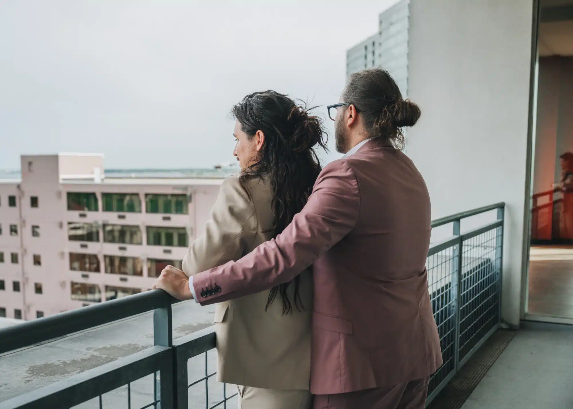 Grooms looking out at the Milwaukee skyline from Jan Serr Studio. Grooms looking out at the Milwaukee skyline from Jan Serr Studio.