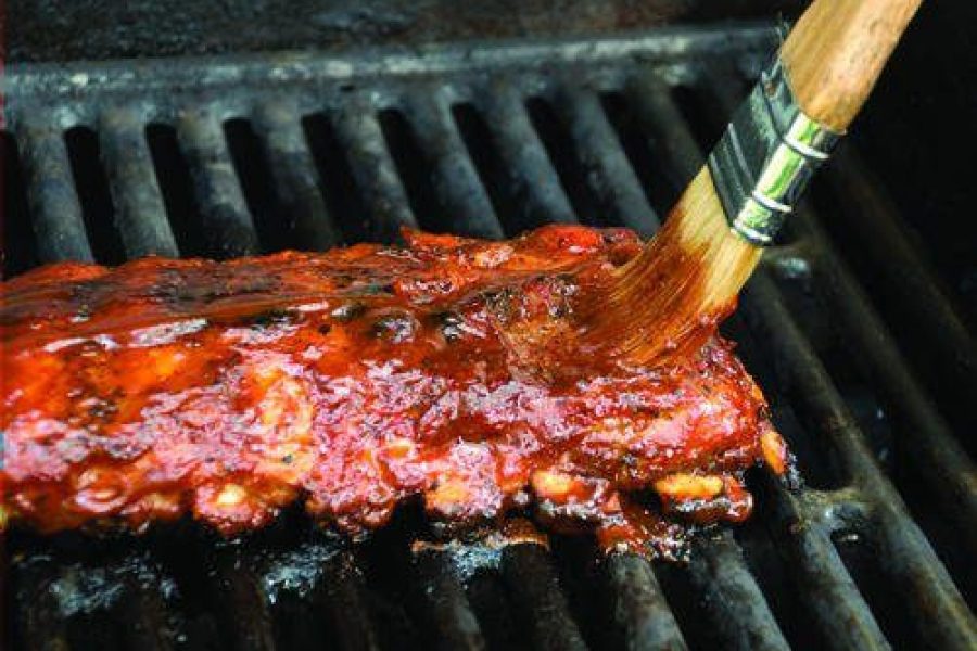 Bubbs Rack of finger licking BBQ Ribs on the grill
