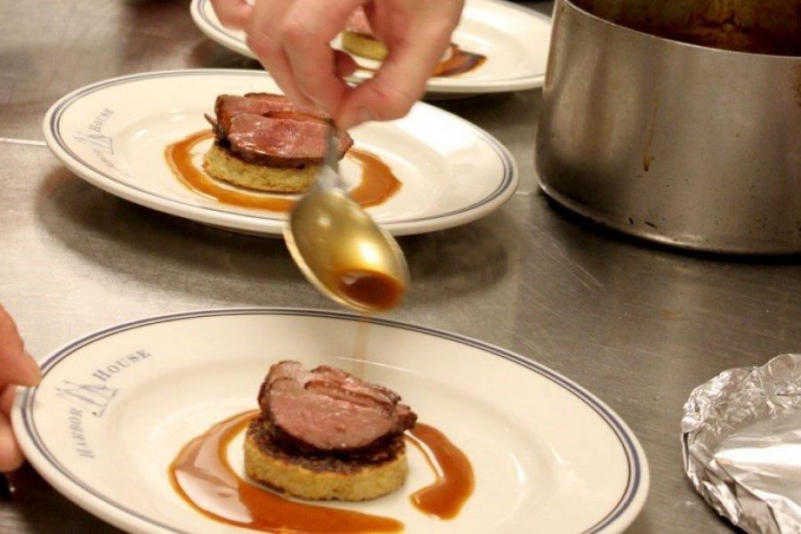 Plating entree at the Harbor House in Milwaukee