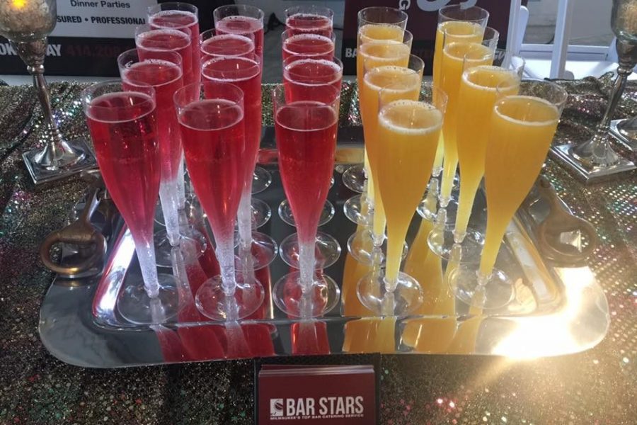 Champagne style drinks on tray