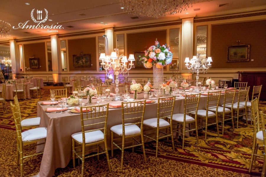 Formal wedding reception tablescape