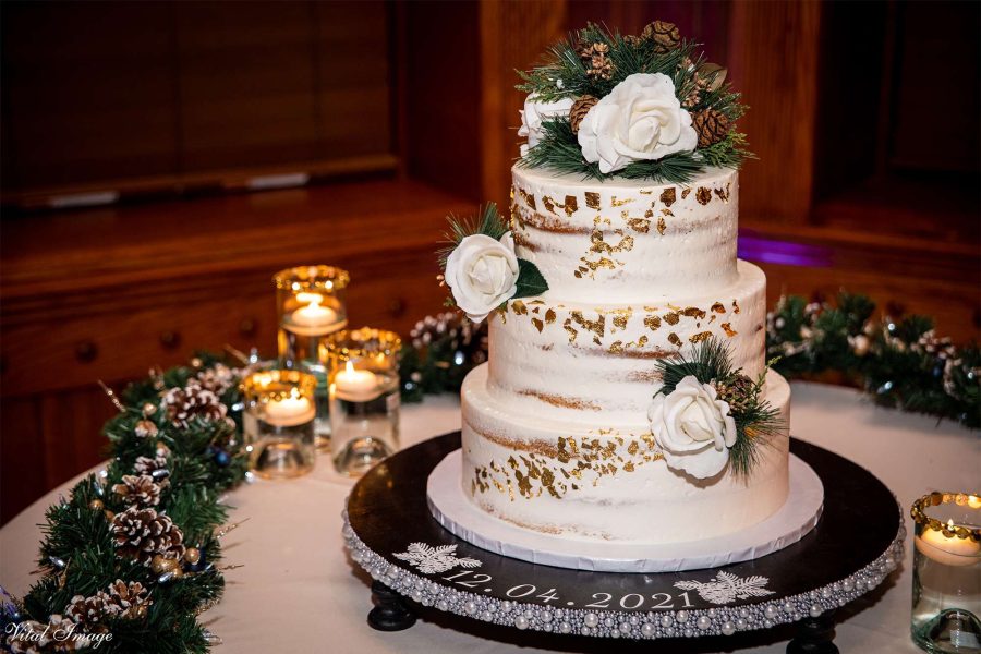 Gold flakes add the perfect touch by Sweet Perfections Bakery in Waukesha, WI